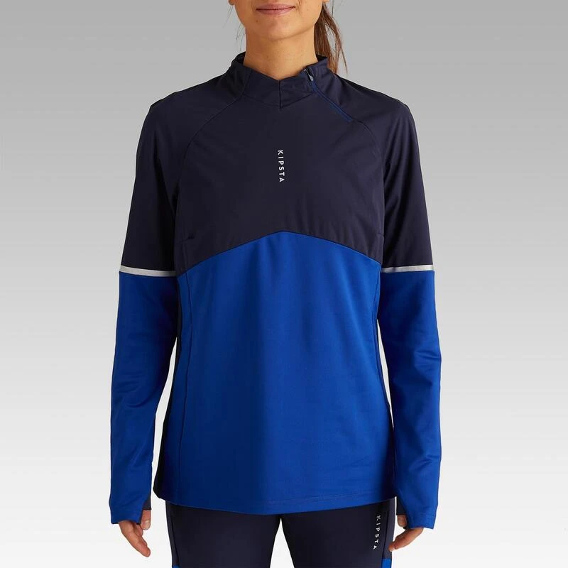 Kipsta Trainingsjack Voetbal Dames T500 Blauw 4 Kipsta Trainingsjack Voetbal Dames T500 Blauw - Afbeelding 2