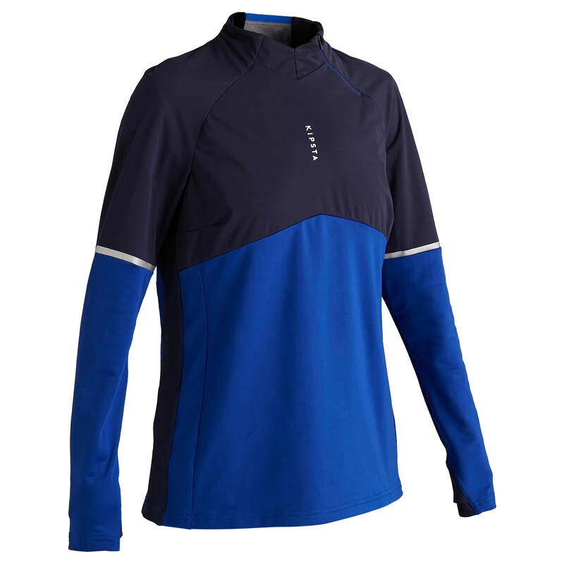 Kipsta Trainingsjack Voetbal Dames T500 Blauw 3 Kipsta Trainingsjack Voetbal Dames T500 Blauw