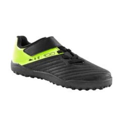 Kipsta Voetbalschoenen Kind 100 Easy Turf TF Klittenband Zwart/geel