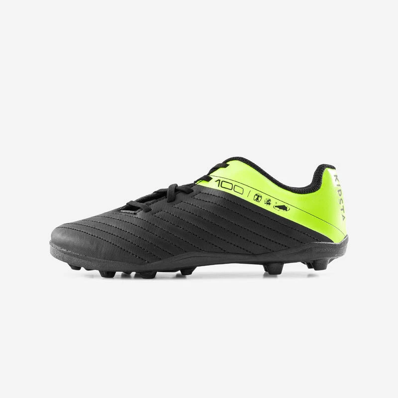 Kipsta Voetbalschoenen Kind Agility 100 AG/FG Zwart/geel 4 Kipsta Voetbalschoenen Kind Agility 100 AG/FG Zwart/geel - Afbeelding 2