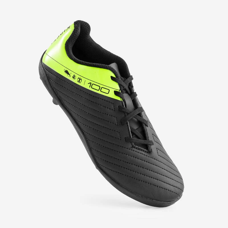Kipsta Voetbalschoenen Kind Agility 100 AG/FG Zwart/geel 6 Kipsta Voetbalschoenen Kind Agility 100 AG/FG Zwart/geel - Afbeelding 4