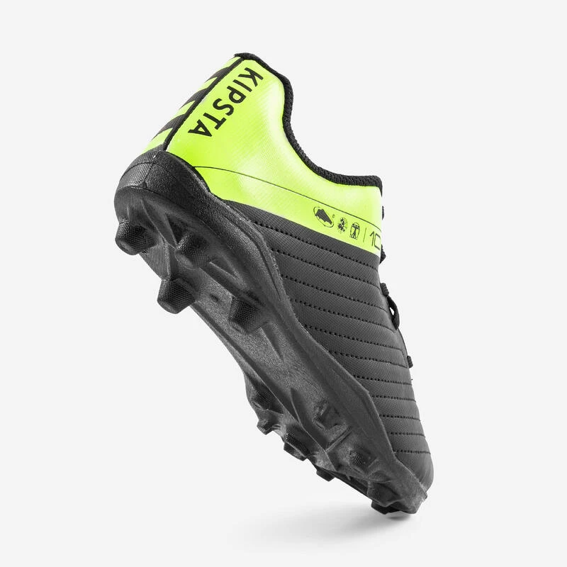 Kipsta Voetbalschoenen Kind Agility 100 AG/FG Zwart/geel 7 Kipsta Voetbalschoenen Kind Agility 100 AG/FG Zwart/geel - Afbeelding 5