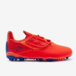 Kipsta Voetbalschoenen Kind Viralto I MG/AG Easy Klittenband Oranjerood/blauw -Voetbal Sport Mode voetbalschoenen kind viralto i mgag easy klittenband oranjeroodblauw 1