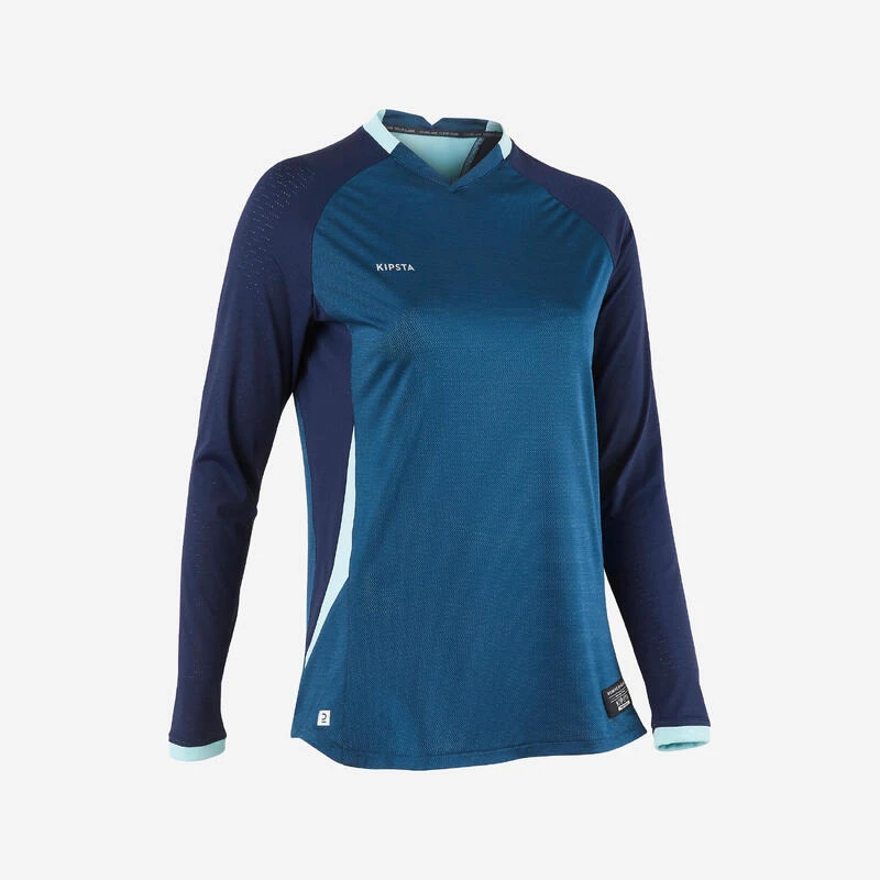 Kipsta Voetbalshirt Dames 900 Lange Mouwen Regular Fit Blauw 4 Kipsta Voetbalshirt Dames 900 Lange Mouwen Regular Fit Blauw - Afbeelding 2