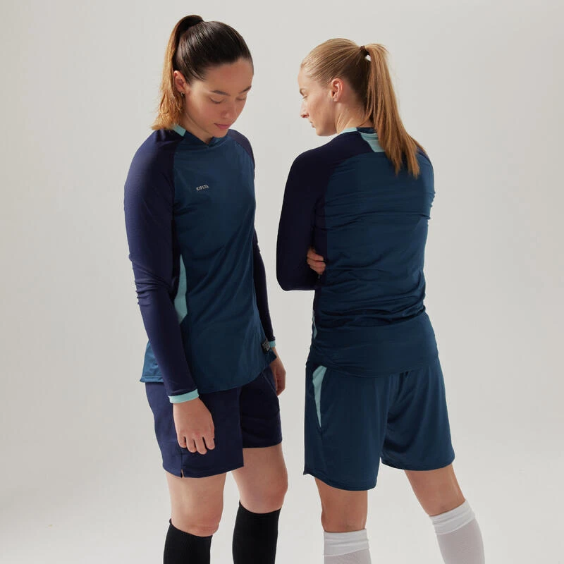 Kipsta Voetbalshirt Dames 900 Lange Mouwen Regular Fit Blauw 3 Kipsta Voetbalshirt Dames 900 Lange Mouwen Regular Fit Blauw
