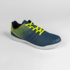 Kipsta Zaalvoetbalschoenen Kind Futsal 100 Blauw/groen -Voetbal Sport Mode zaalvoetbalschoenen kind futsal 100 blauwgroen 1