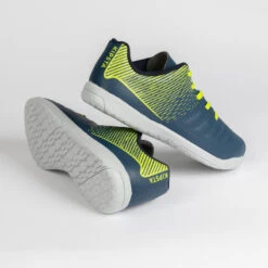 Kipsta Zaalvoetbalschoenen Kind Futsal 100 Blauw/groen -Voetbal Sport Mode zaalvoetbalschoenen kind futsal 100 blauwgroen 2